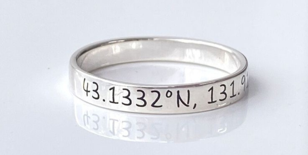 Places & coordinates ring engraving