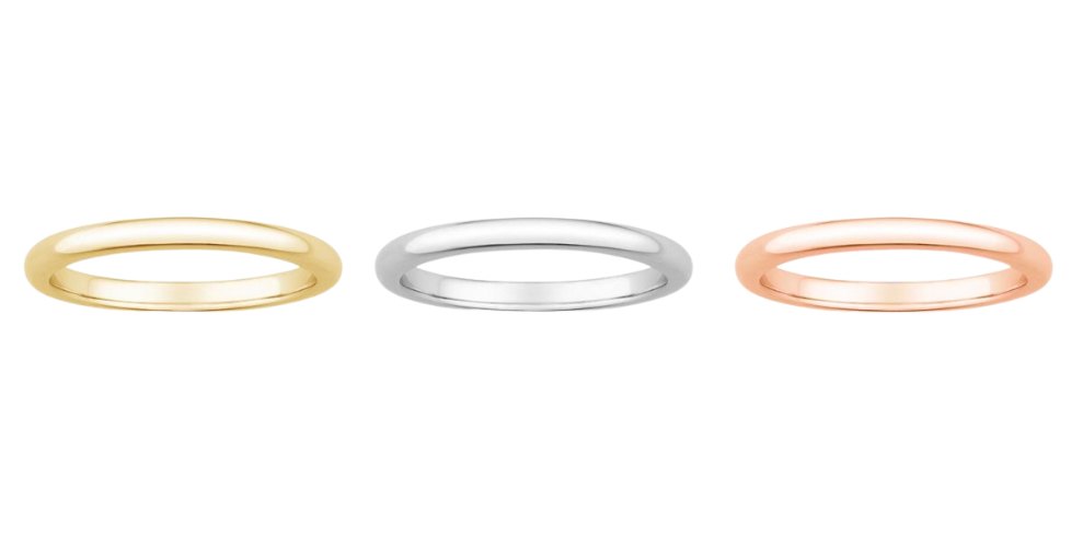 Yellow, white, rose gold